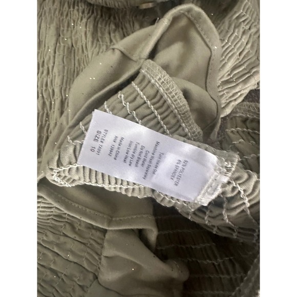 Btween Smocked Olive Green Glitter Short Sleeve Top Girls Size 10 Cap Sleeve - Picture 6 of 6